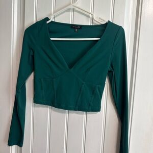 Dynamite Deep Green Long Sleeve Crop Top